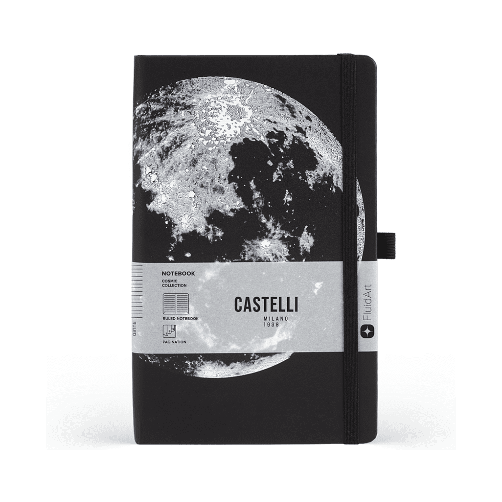 Блокнот "Cosmic moon", А5, 96 листов, линейка, на резинке, черный - 2