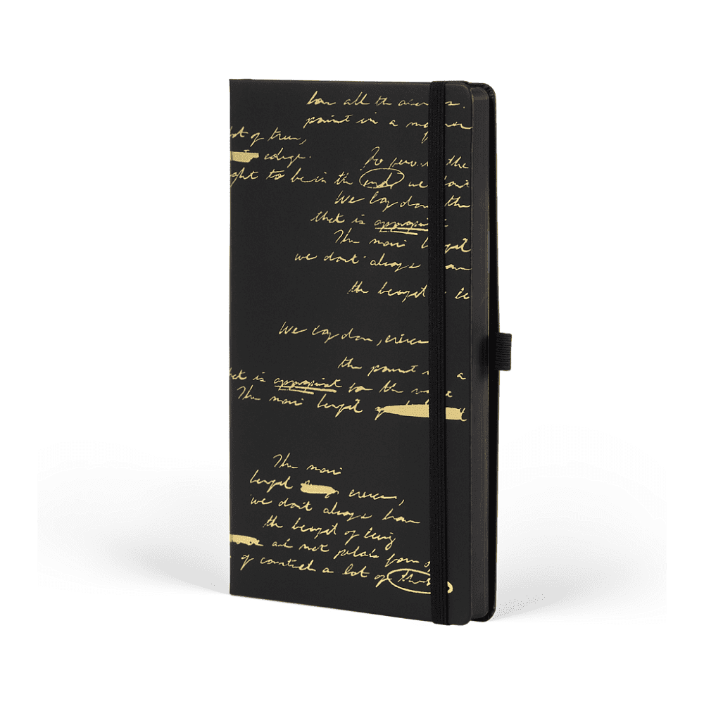 Блокнот "Total Black twilight gold", А5, 96 листов, линейка, на резинке, черный, золотистый