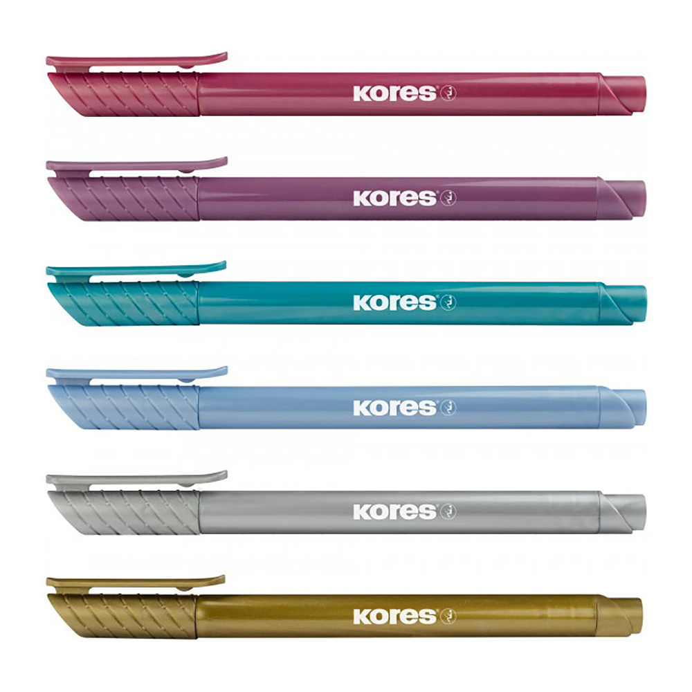 Маркер-кисть "Kores Metallic Style", 6 шт., металлик, ассорти - 3