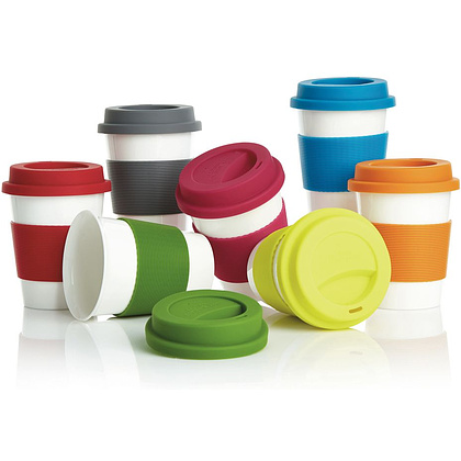 Стакан биоразлагаемый "P432.88", 350 мл, белый, синий - 4