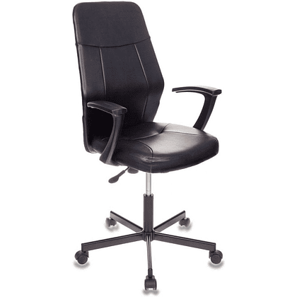 Кресло для персонала "Бюрократ CH-605", экокожа, металл, черный