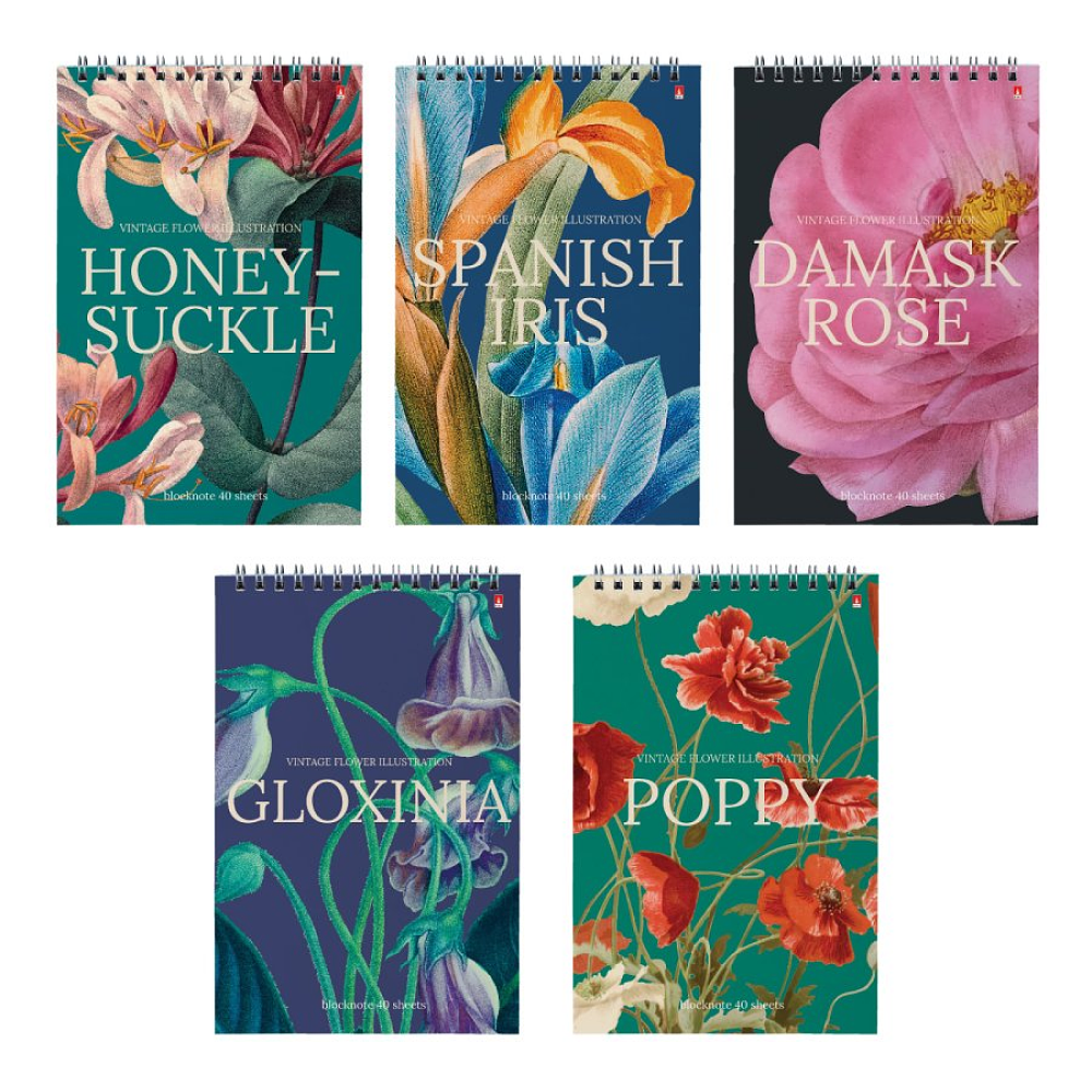 Блокнот "Цветы. Паттерн", A5, 40 листов, в клетку, ассорти