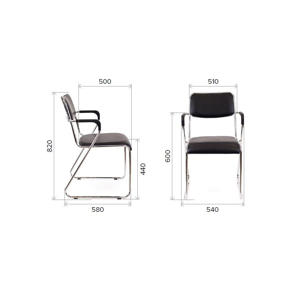 Стул для посетителей EVERPROF "Fix Plus", кожзам, металл, черный - 4