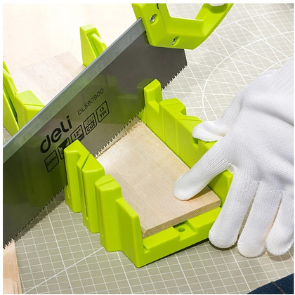 Стусло с ножовкой Deli GS EDL580900, 22.5°/45°/90°, 13 TPI, 300 мм, черный, зеленый - 18