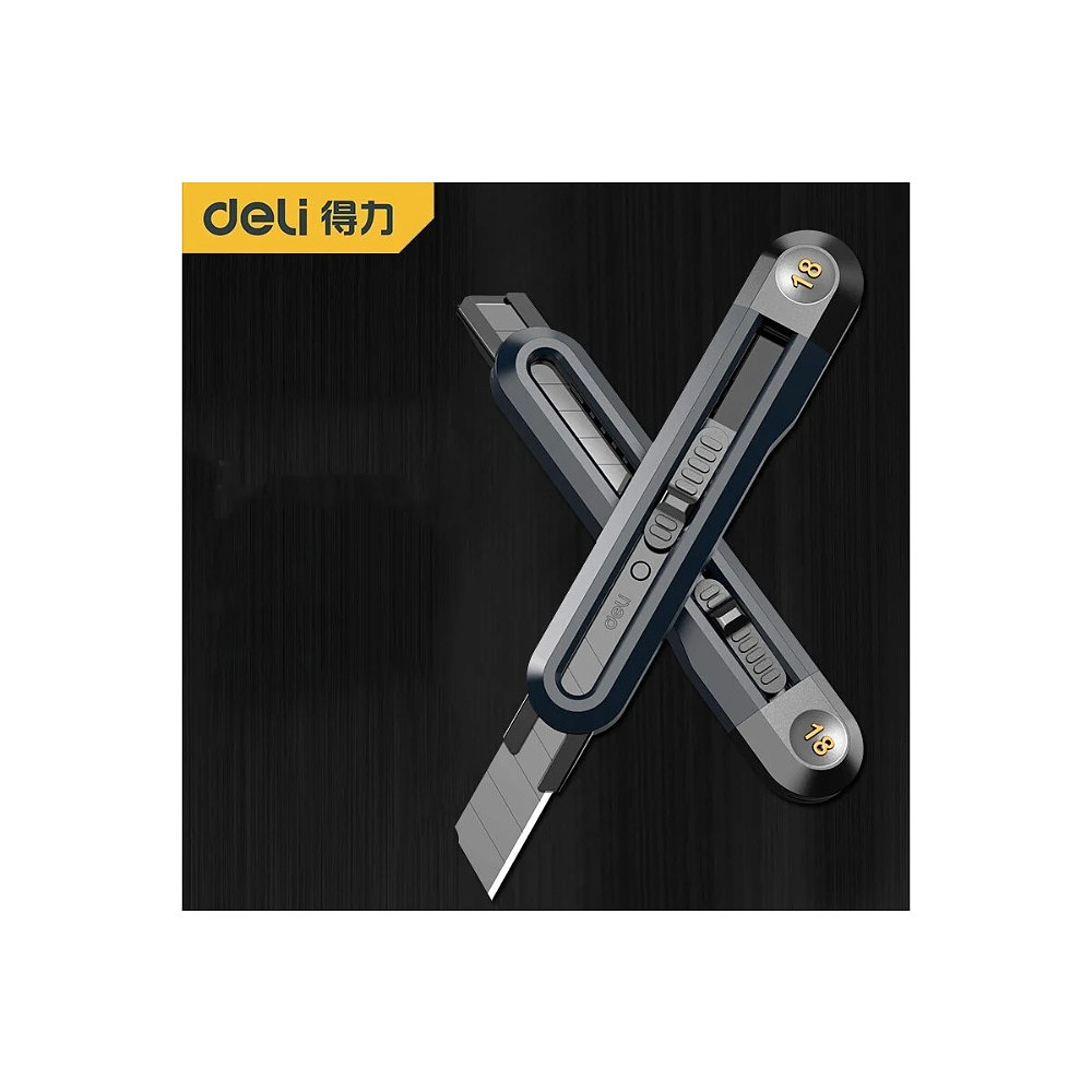 Нож строительный Deli HS EHT4018, 18 мм, Soft Touch, черный - 14