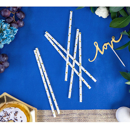 Трубочки бумажные, 19.5 см, 10 шт, золотистый - 3