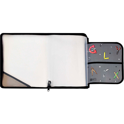 Папка для труда "Гэлэкси", А4, на молнии, серый, черный - 5