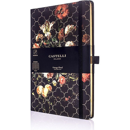 Блокнот "Vintage Tulip", А5, 96 листов, линейка, черный