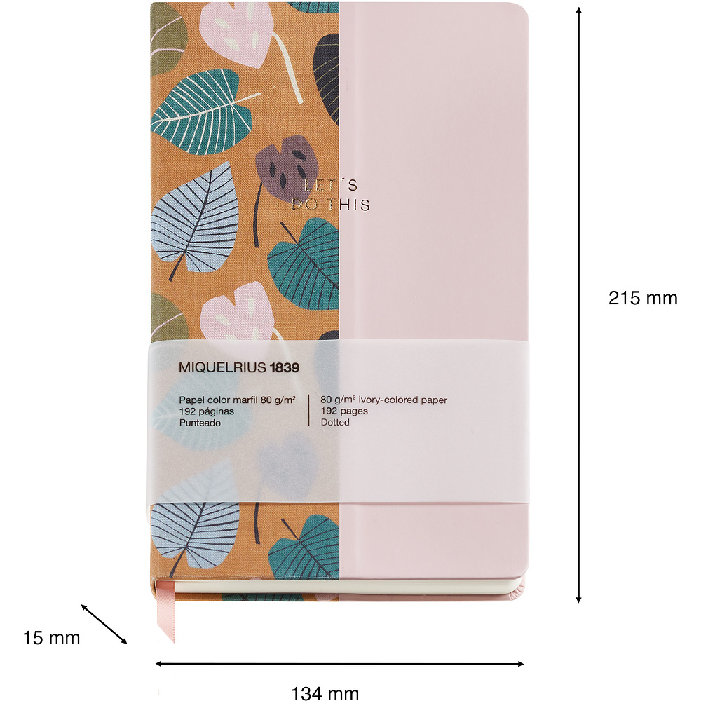 Блокнот Miquelrius "Autumn Leaves Ochre-Pink", А5, 96 листов, в точку, охра, розовый - 4