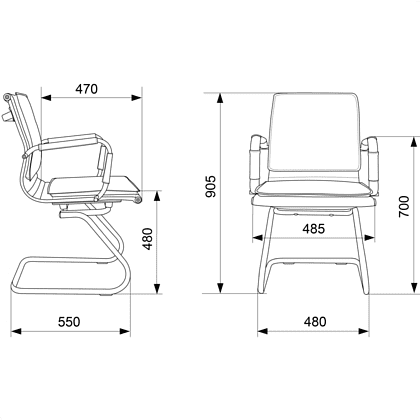 Кресло на полозьях "Бюрократ Ch-993-Low-V", экокожа, коричневый, металл хром - 4