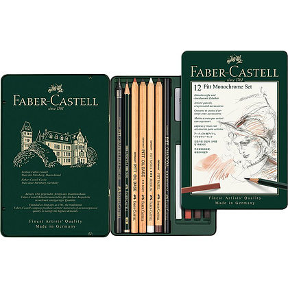 Набор художественных предметов "Pitt Monochrome" Faber-Castell, 12 предметов