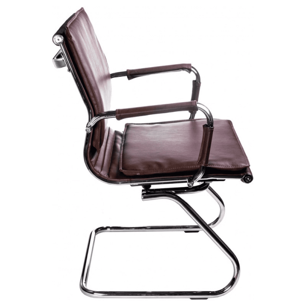 Кресло на полозьях "Бюрократ Ch-993-Low-V", экокожа, коричневый, металл хром - 2