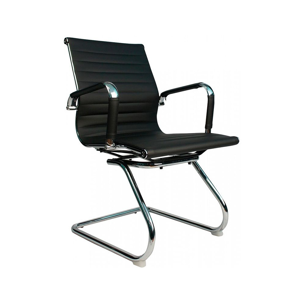 Кресло для посетителей EVERPROF "Leo CF", экокожа, металл, черный 
