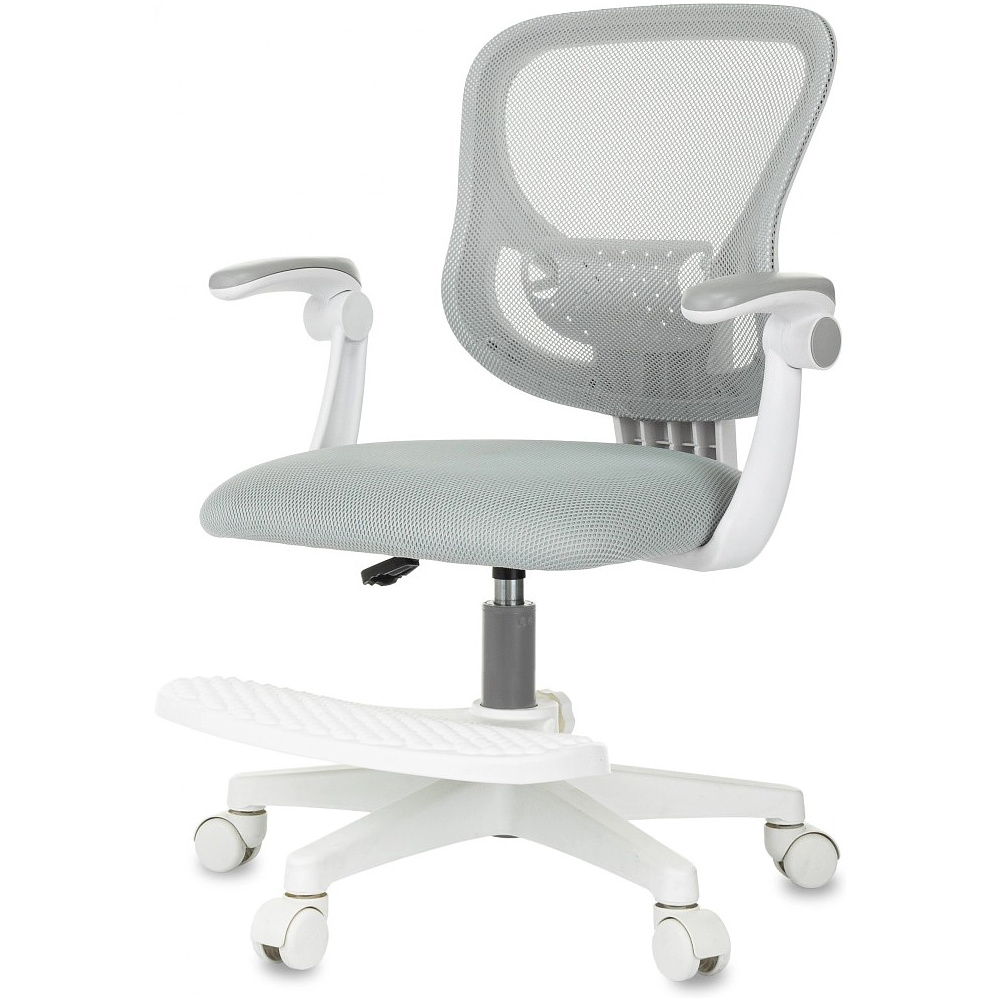 Кресло детское Бюрократ Burokids 3, сетка, ткань, пластик, корпус белый, подставка для ног, серый - 3