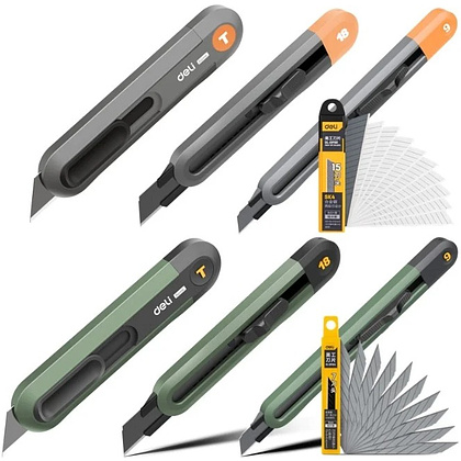 Нож строительный Deli HS HT4009C, 9 мм, Soft Touch, оранжевый - 6