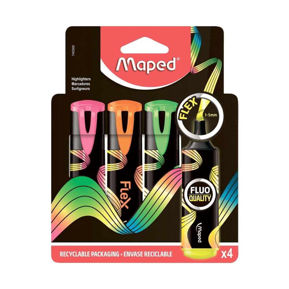Набор текстовых маркеров Maped "Fluo Flex", 4 шт, ассорти