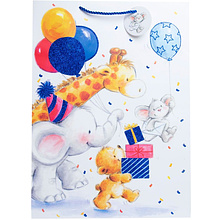 Пакет бумажный подарочный "Зверята", 33x45.7x17 см, ассорти