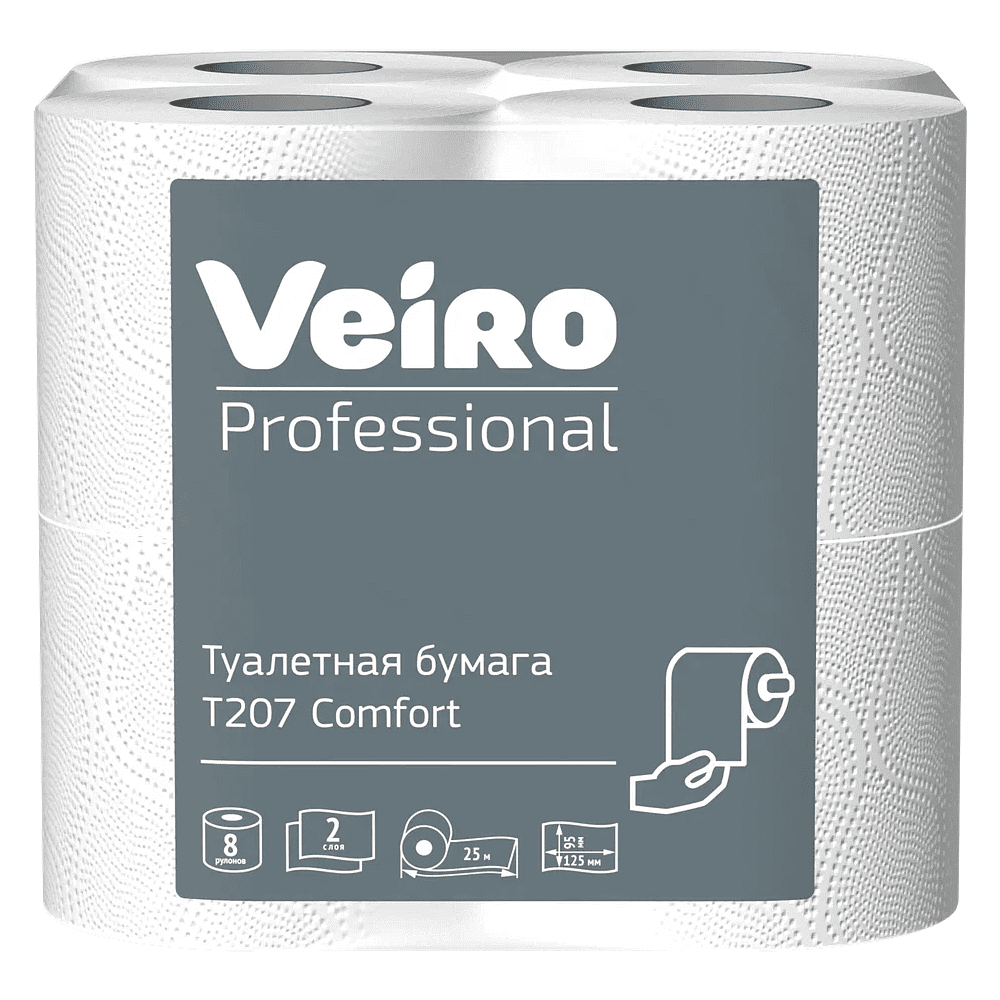 Бумага туалетная "Professional Comfort", 2 слоя, 8 рулонов
