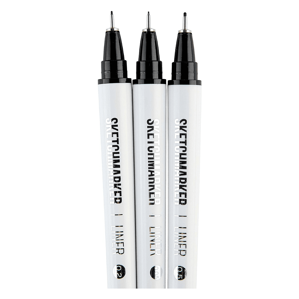 Набор ручек капиллярных "Sketchmarker", 3 штуки (0.05, 0.2, 0.5 мм), лайнер, черный  - 3