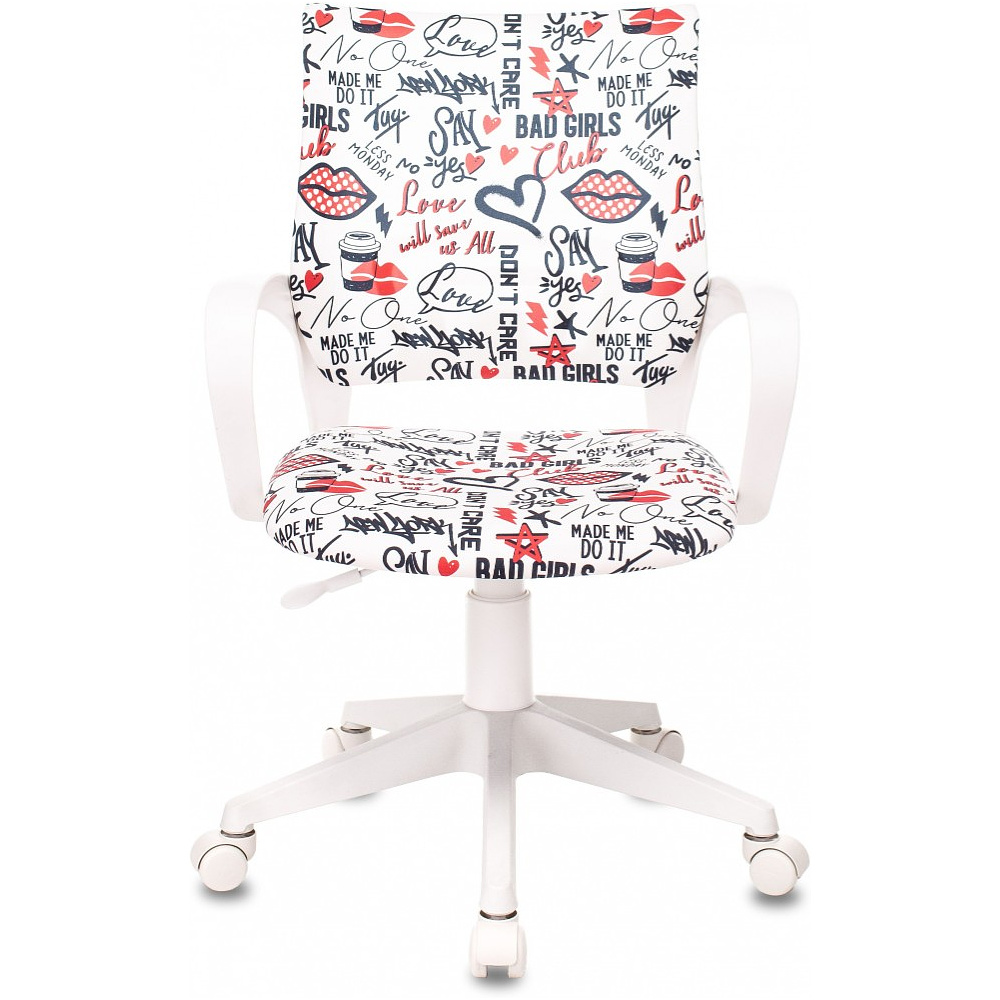 Кресло детское Бюрократ BUROKIDS 1 W, ткань, пластик, красные губы - 2