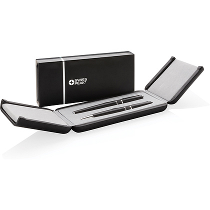 Набор ручек "Swiss Peak Deluxe": ручка шариковая автоматическая и роллер, черный - 9