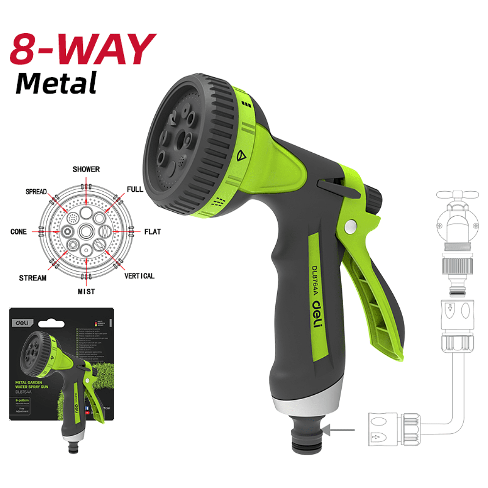 Пистолет-распылитель Deli GS EDL8764A, 3/4", 8 функций - 2