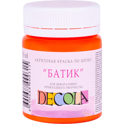 Краска акриловая по шелку перламутровая "Декола", 315 оранжевая, 50 мл., банка
