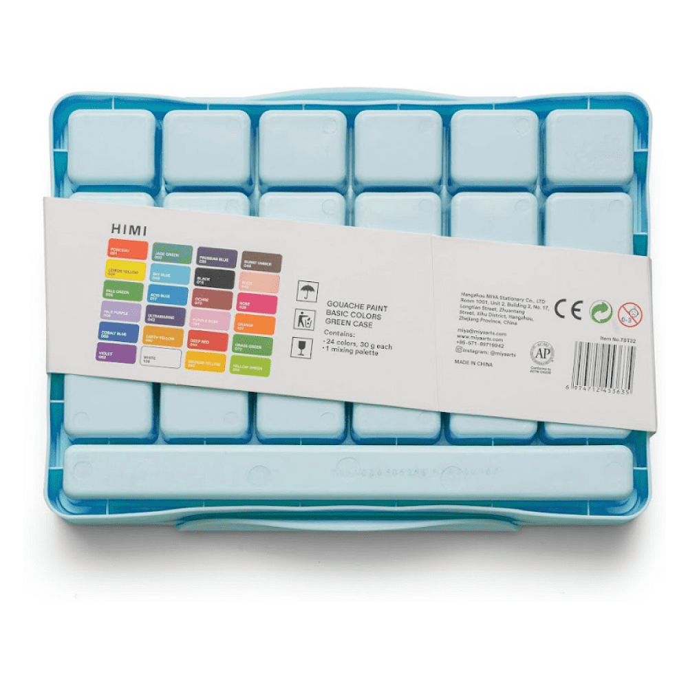 Краски гуашевые "Himi Jelly Cup. New vision", 24 цвета, кювета, холодный голубой футляр - 5