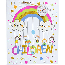 Пакет бумажный подарочный "Детство", 26.4x32.4x13.7 см, ассорти