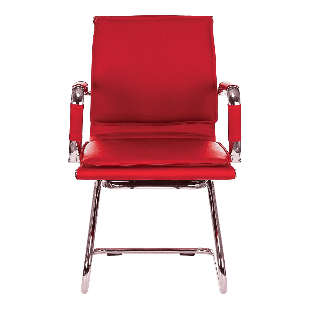 Кресло на полозьях "Бюрократ Ch-993-Low-V", экокожа, красный, металл хром - 2