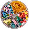 Набор канцелярский "Deli Essential", зажимы+скрепки+кнопки+резинки, ассорти - 4