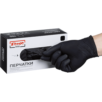 Перчатки нитриловые, неопудренные, одноразовые, р-р, XL, 100 штуки, черный - 4