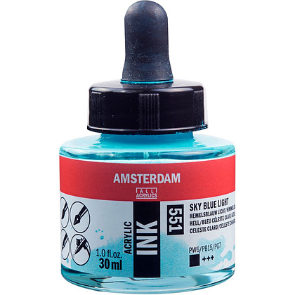 Жидкий акрил "Amsterdam", 551 небесно-голубой светлый, 30 мл