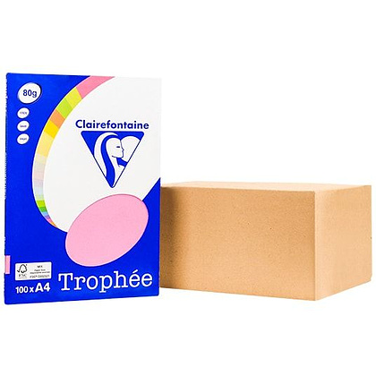 Бумага цветная "Trophée", А4, 100 листов, 80 г/м2, розовый неон - 2
