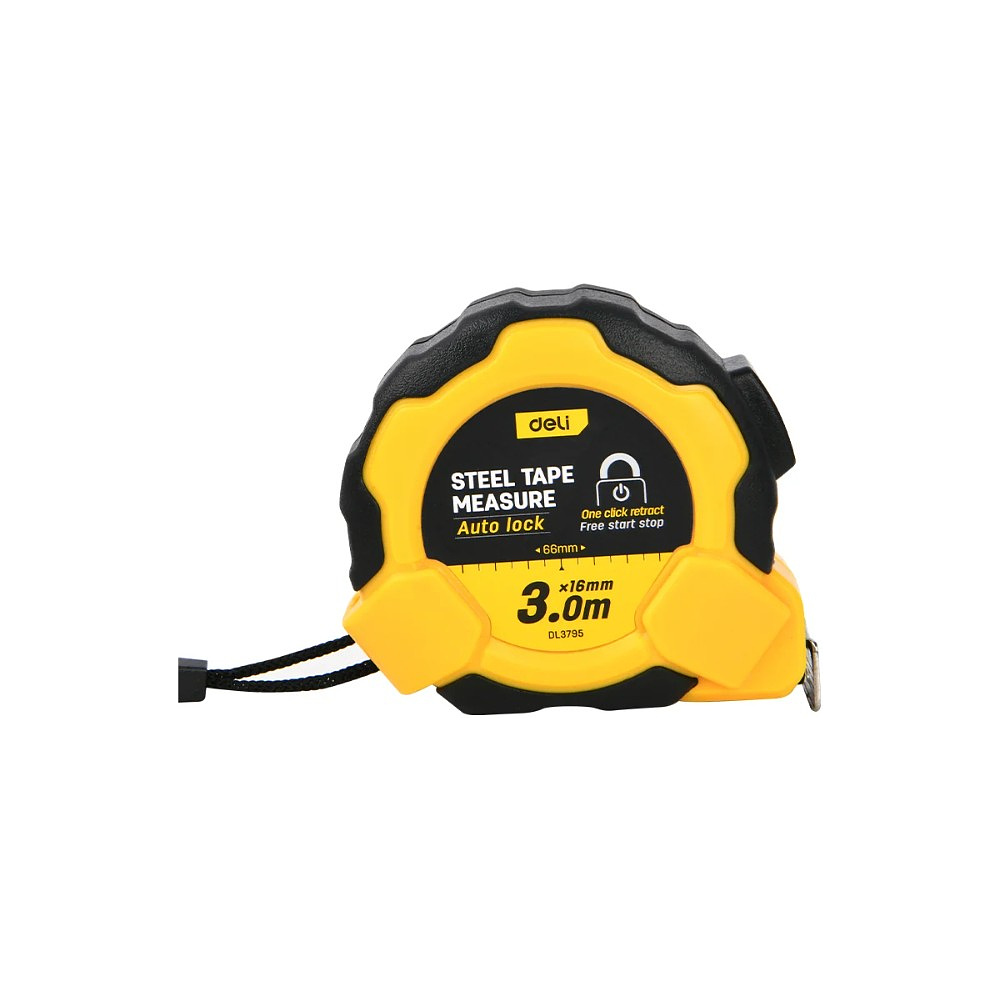 Рулетка Deli YS EDL3795, 3 м х 16 мм, желтый, черный