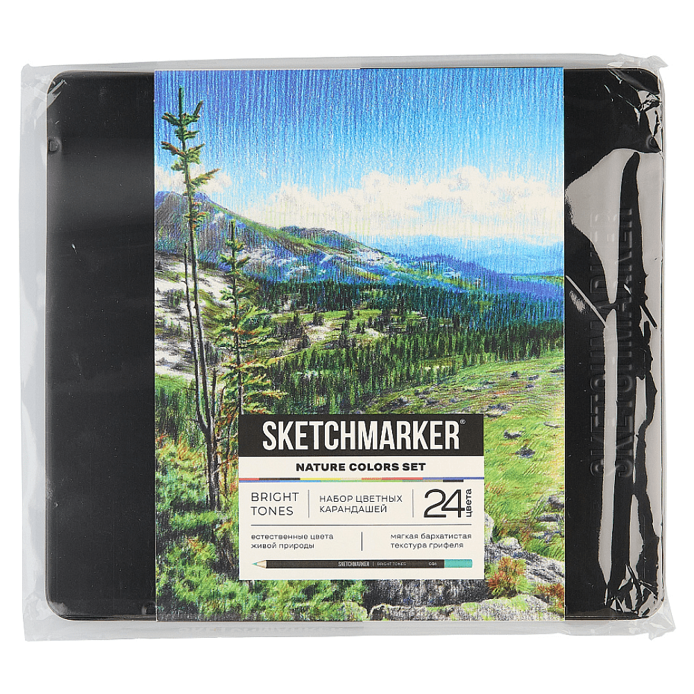 Набор карандашей цветных "Sketchmarker Природа", 24 цвета, в металлической коробке - 3