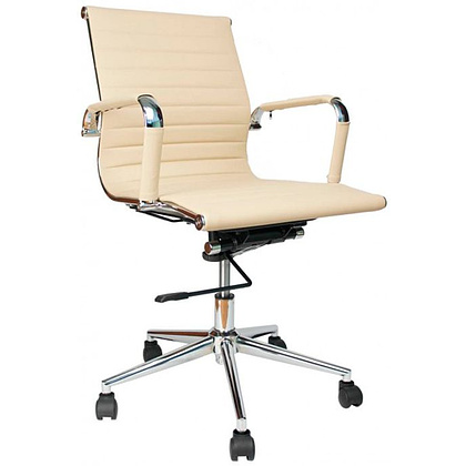 Кресло для руководителя EVERPROF "Leo", экокожа, металл, бежевый