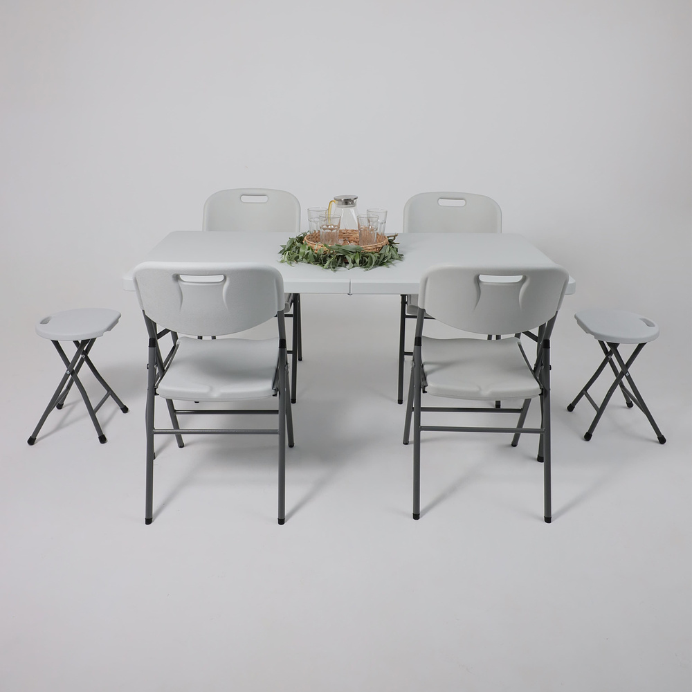 Стол складной 1520х760х740 мм, пластик, белый - 14