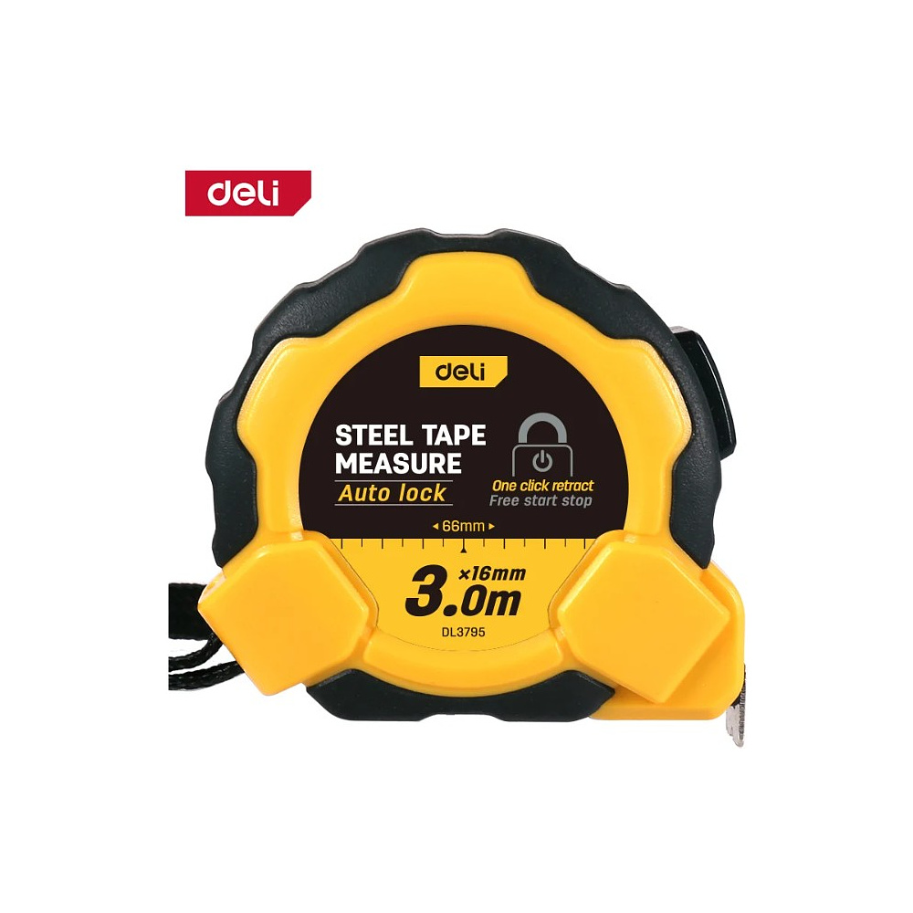 Рулетка Deli YS EDL3795, 3 м х 16 мм, желтый, черный - 4