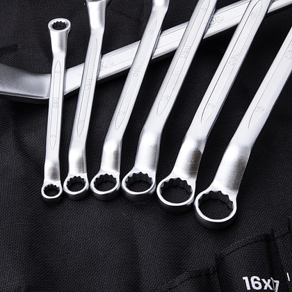 Набор ключей накидных изогнутых Deli YS EDL150012A, 6-32 мм, 12 шт., чехол, черный - 6