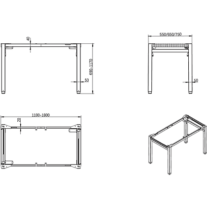 Каркас стола с электроприводом двухмоторный Waltz F4, Fit Focus Quatro N, черный - 2