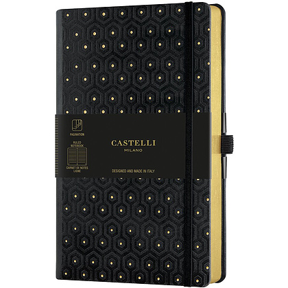 Блокнот Castelli Milano "Honeycomb Gold", А5, 96 листов, линейка, черный, золотой