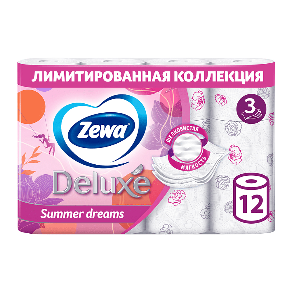 Бумага туалетная Zewa Deluxe 3 слоя, 12 рулонов - 3
