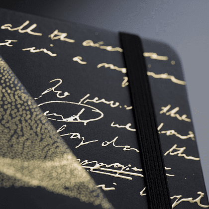 Блокнот "Total Black twilight gold", А5, 96 листов, линейка, на резинке, черный, золотистый - 6