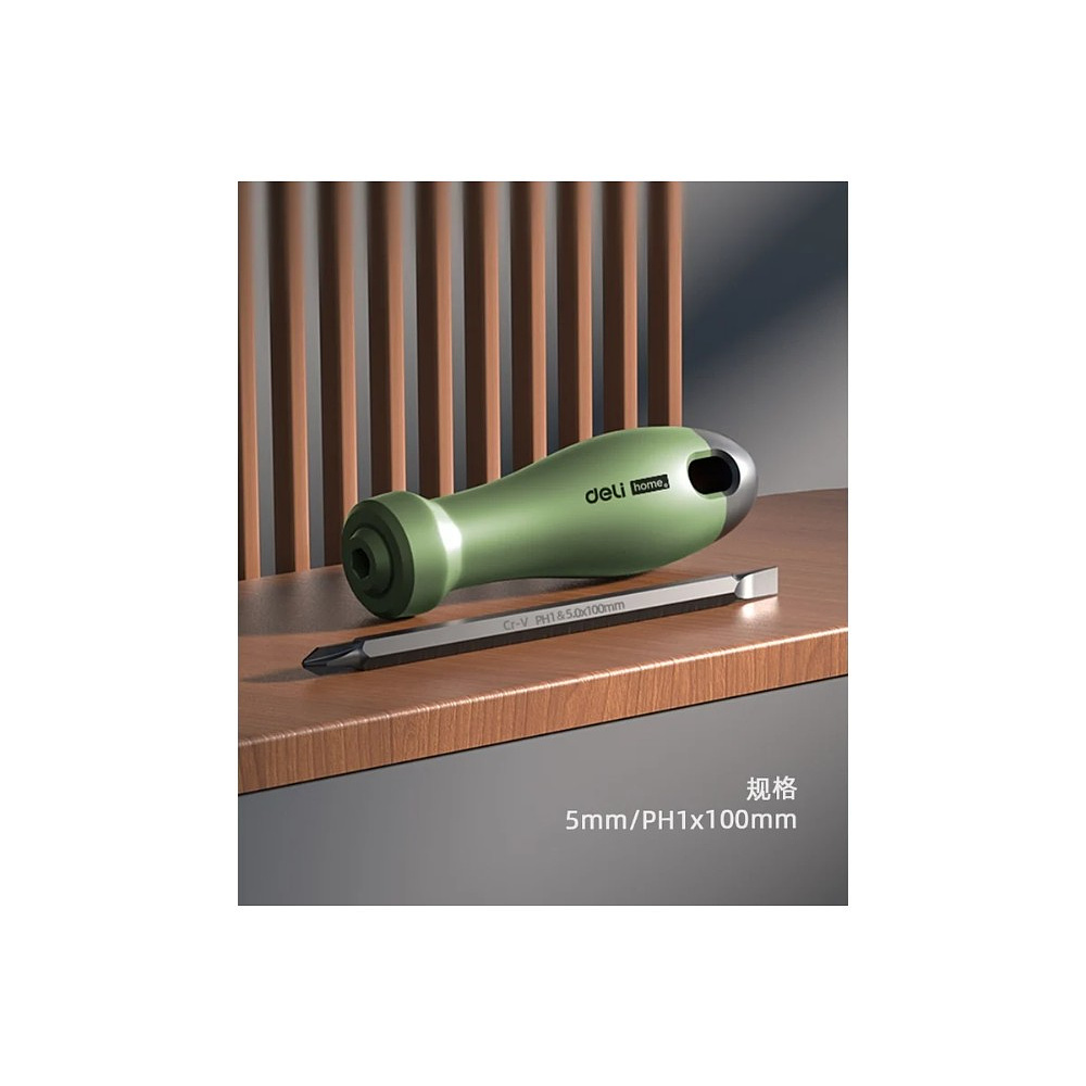 Отвертка "Deli Home" крестовая PH1*100 мм., зеленый - 3