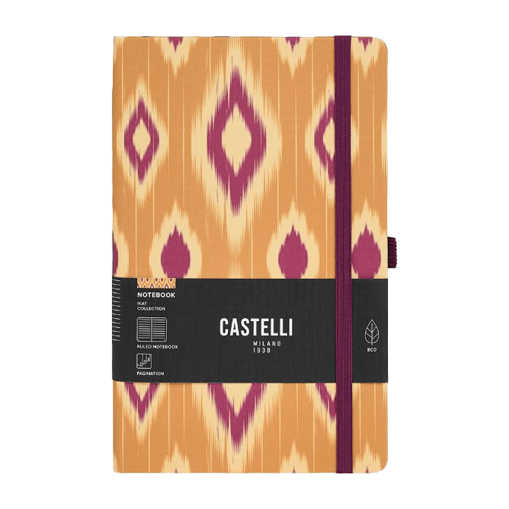 Блокнот "Ikat mustard blush", А5, 96 листов, линейка, оранжевый, бордовый