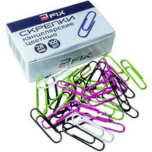 Скрепки цветные "Бугинком", 28 мм, 100 шт, цветные флуорисцентные