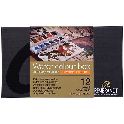 Набор красок акварельных пейзажных "Rembrandt", 12 цветов, кюветы - 5