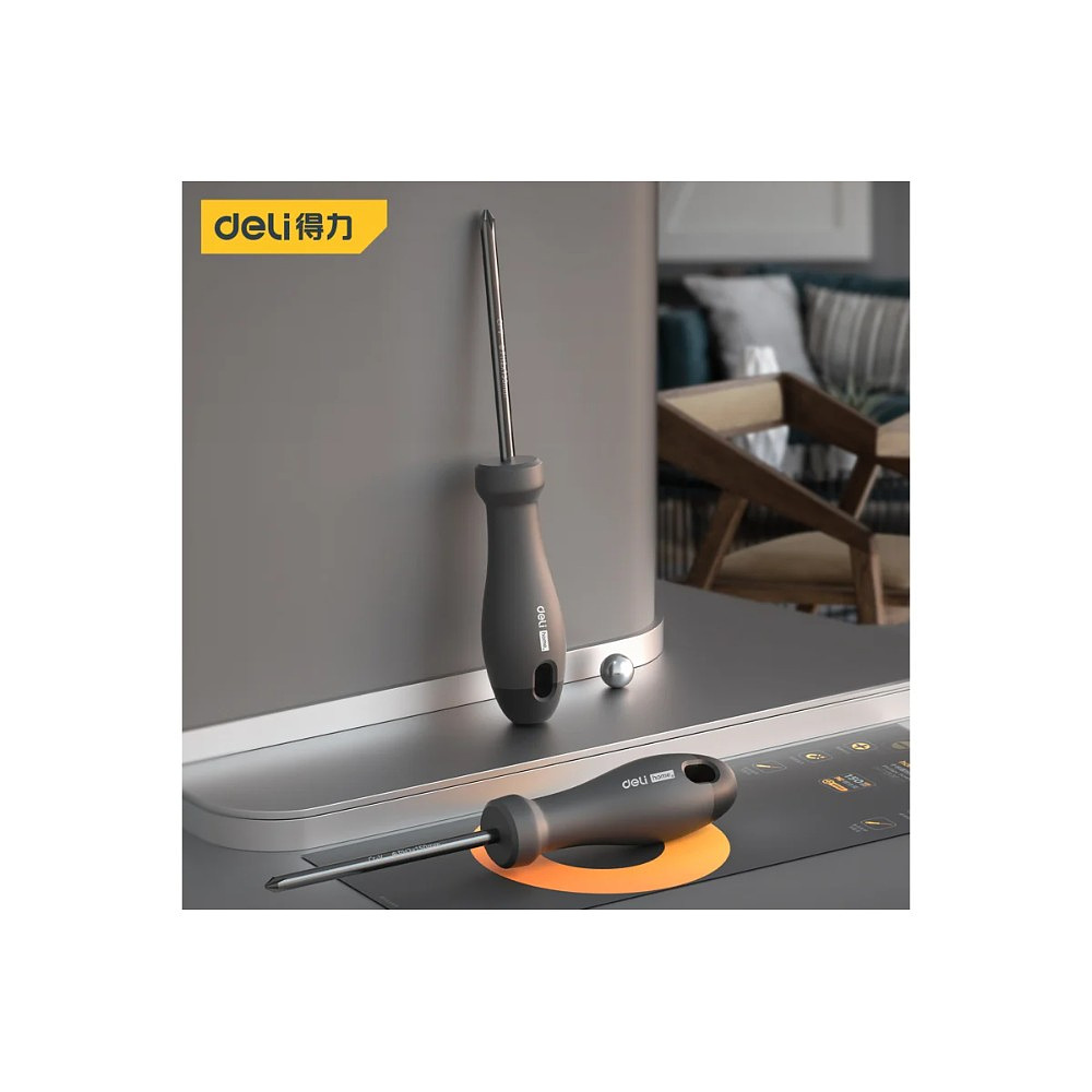 Отвертка Deli HS EHT1203, PH0х75 мм, Soft Touch, черный - 3