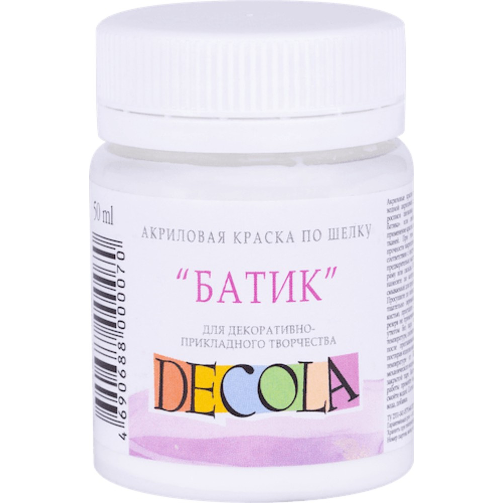 Краска акриловая по шелку перламутровая "Декола", 104 белая, 50 мл., банка